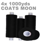 4x Large 1000yds Polyester Overlocking Thread Black