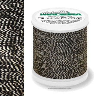 Madeira Twisted Metallic 200m Thread - 424 Black/Antique Gold