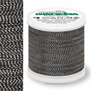 Madeira Twisted Metallic 200m Thread - 484 Black/Gold/Silver