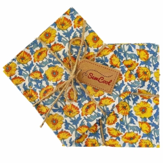 Blue and Yellow Floral Pattern Fat Quarter Fabric