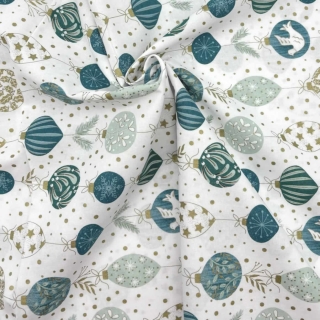 Deluxe Christmas in White Bauble Print from The Craft Cotton Company