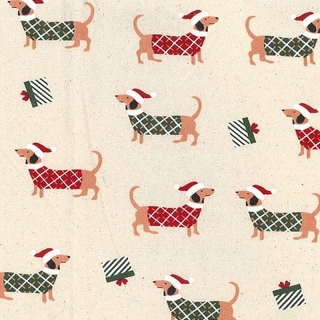 100% COTTON FESTIVE DOG PRINT FABRIC