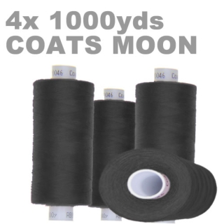 Pack of 4 1000m charcoal overlock thread