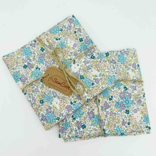 Pale Orange, Blue and Purple Floral Fat Quarter