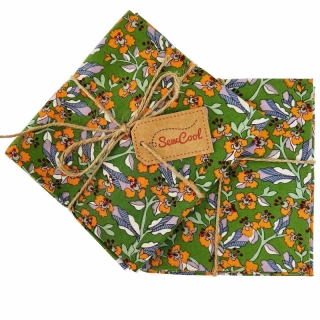 Green and Orange Floral Pattern Fat Quarter Fabric