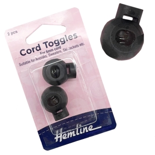 Hemline Round Cord Toggles Black