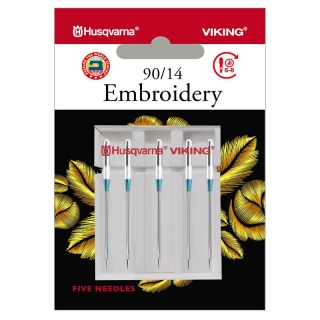 Husqvarna Titanium Embroidery Needles Size 90/14 5 pack