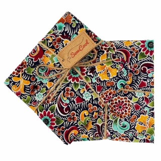 Navy Multi Coloured Floral Pattern Fat Quarter Fabric