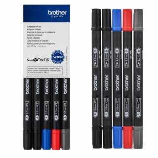 5 x Double Ended Calligraphy Pens 3.5 mm & 2.0 mm various colours