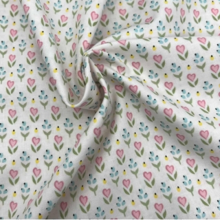 Poppie Cotton Hearts & Berries in White Fabric