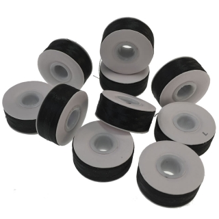 Black prewound machine embroidery bobbins, buy 10, 20, or 50 at a time with multi-buy discount