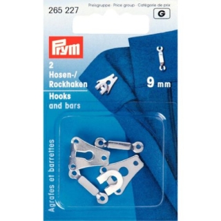 Prym Trouser & Skirt Hooks/Bars 9mm Silver