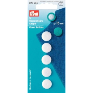 Prym Cover Buttons White Plastic 15mm