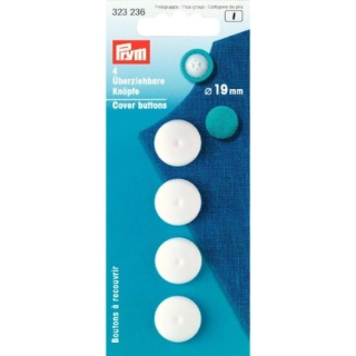 Prym Cover Buttons White Plastic 19mm