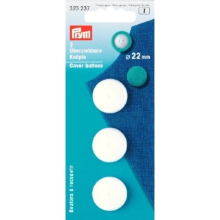 Prym Cover Buttons White Plastic 22mm