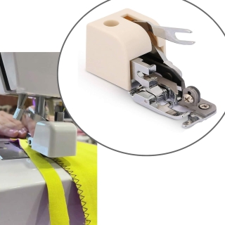 Side cutter being used to trim the fabric edge