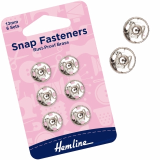 Sew-on Snap Fasteners in Silver size 13 mm