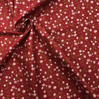 Chamomile in Red from Sunshine and Chamomile Collection for Poppie Cotton
