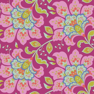 Tilda Bloomsville Flowermarket in Plum Fabric 100% Cotton