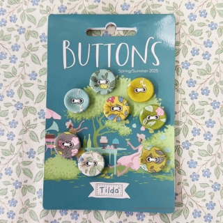 Tilda Sunday Brunch 16mm Turquoise and Green Fabric Covered Buttons