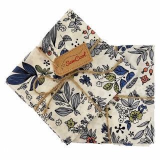 White and Blue Floral Pattern Fat Quarter Fabric