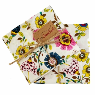 White and Yellow Floral Pattern Fat Quarter Fabric