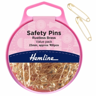 Gold Rustless Brass Safety Pins 23mm: 100 Pieces