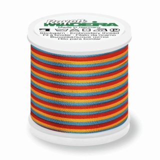 Madeira Multi Rayon Thread 200m - 2142 Red/ Gold/ Blue