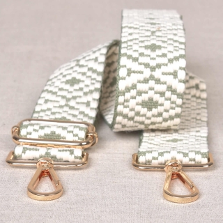 Sage Green and Cream Aztec Shoulder Strap with Clasps
