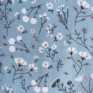 House and Home - Blue/Navy Foliage 100% Cotton Fabric
