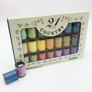 Brother Country Matt Finish Embroidery Threads Box of 21 Threads