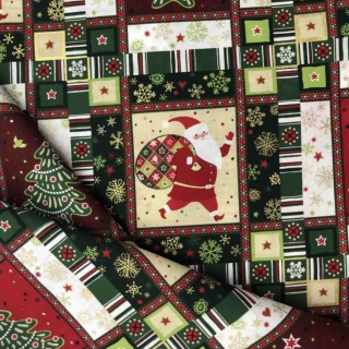 100% COTTON CHRISTMAS GREEN MULTI PRINT FABRIC