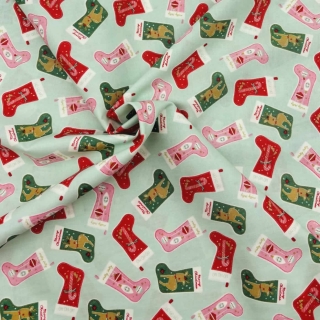 Holiday Cheer Stockings in Mint by Riley Blake - 100% Cotton Fabric