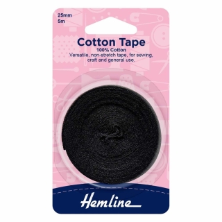 25mm black cotton tape