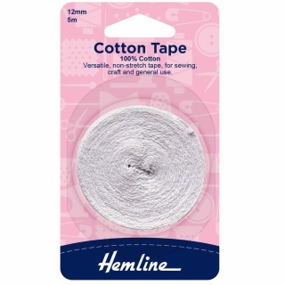 White Cotton Tape on a roll 12mm