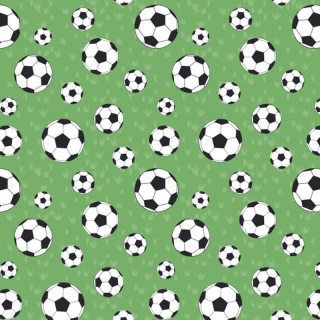 Green Footballs 100% Cotton Fabric