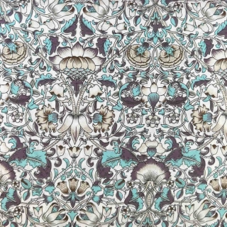 Grey and Turquoise William Morris Inspired 100% Cotton Fabric