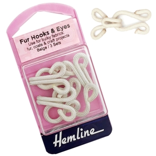Beige fur coat hook and eye