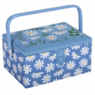 Blue Denim Daisy Medium Sewing Box