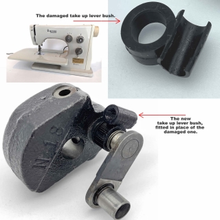 This small plastic bush is particularly important for the older Husqvarna Viking models