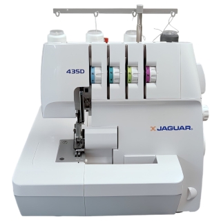 Jaguar 435D overlocker with fabric trim catcher attached