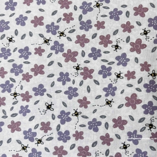 Lynette Anderson Favourites Pink and Purple Floral Print 100% Cotton Fabric