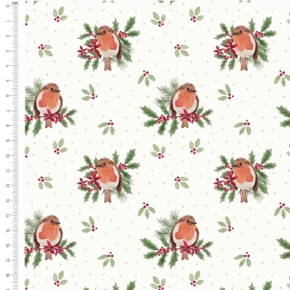 Merry Little Robin Redbreast Cotton Fabric