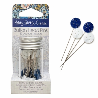 Blue and White Button Head Pins