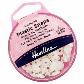 Tool-less plastic 9mm white snaps
