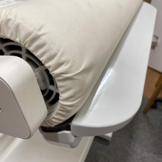 The fabric rest bearing place can be seen in position on this rotary iron