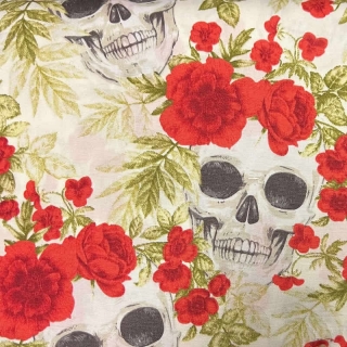 Skull and Rose Fabric