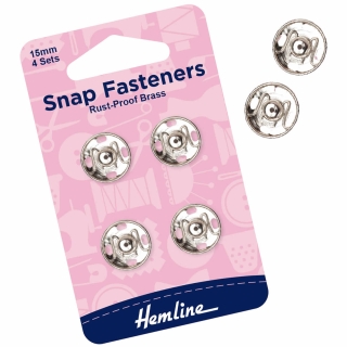 Sew-on Snap Fasteners in Silver size 15 mm