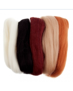 Natural Wool roving Assorted Browns