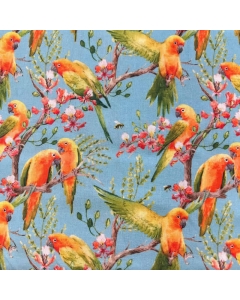 Blue Parrot Cotton Fabric